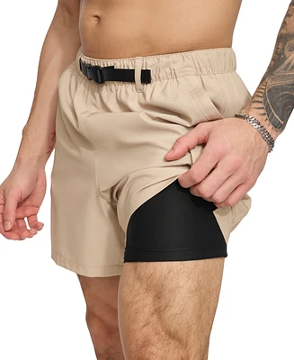 Dkny Men's Stretch Cargo Pocket Hybrid 5" Volley Shorts