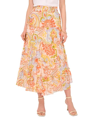 Vince Camuto Women's Printed Tiered Pull-On Maxi Skirt