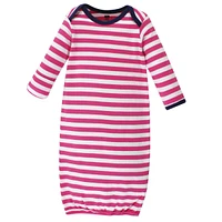 Hudson Baby Baby Girls Cotton Gowns, Bright Flamingo, 0-6 Months