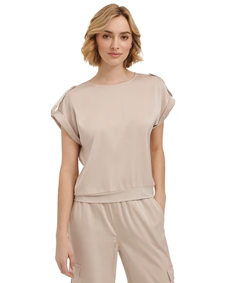 Calvin Klein Women's Short Sleeve Satin Top