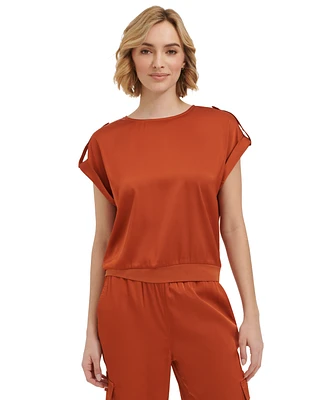 Calvin Klein Women's Short Sleeve Satin Top