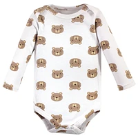 Hudson Baby Boys Cotton Long-Sleeve Bodysuits 5pk Bear, 6-9 Months