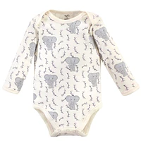 Touched by Nature Baby Girls Organic Cotton Long-Sleeve Bodysuits 5pk, Pink Elephant, Preemie