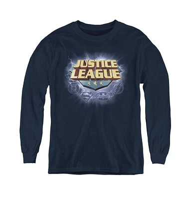 Justice League Boys of America Youth Storm Logo Long Sleeve Sweatshirts