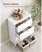 Slickblue Bathroom Cabinet, Storage Cabinet, 2 Drawers with 1 Adjustable Divider, 2 Baskets