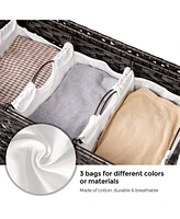 Slickblue Laundry Hamper With Wheels And 3 Removable Liner Bags