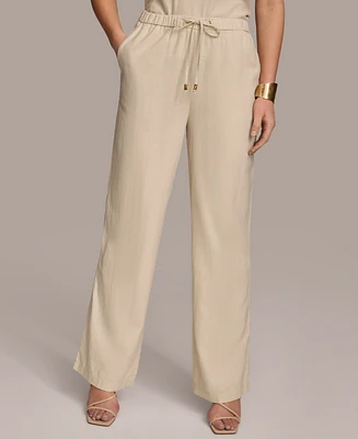 Donna Karan Women's Linen-Blend Drawstring Pants