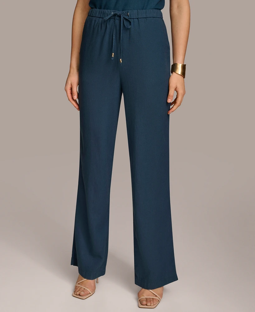 Donna Karan Women's Linen-Blend Drawstring Pants