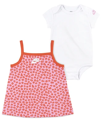 Nike Infant Girls Floral Dress and Bodysuit Set
