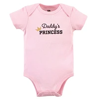 Hudson Baby Baby Girls Hudson Cotton Bodysuits 3pk, Daddys Princess, 18-24 Months