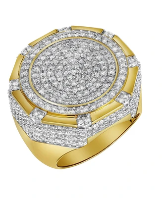 LuvMyJewelry King of Kings Natural Certified Diamond 3.2 cttw Round Cut 14k Yellow Gold Statement Ring for Men