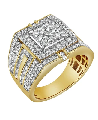 LuvMyJewelry Ringside Shine Natural Certified Diamond 2.5 cttw Round Cut 14k Yellow Gold Statement Ring for Men