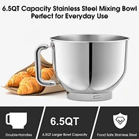Sugift 6.5 Qt Tilt-Head 6 Speed Electric Food Stand Mixer with Egg Whisk, Dough Hook & Flat Beater