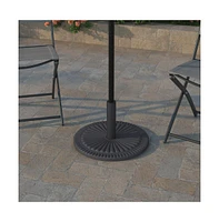 Keegan 19.25" Diameter Universal Sunburst Pattern Cement Patio Umbrella Base With Weatherproof Plastic Polymer Coating