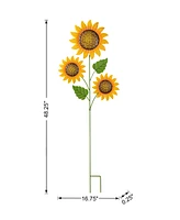 Glitzhome 48.25"H Fall Metal Sunflowers Yard Stake