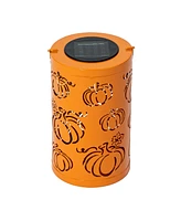 Glitzhome 10.75"H Fall Metal Pumpkin Solar Powered Led Lantern