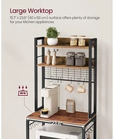 Slickblue Hutch Bakers Rack With Power Outlet