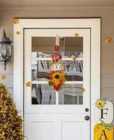 Glitzhome 26"H Fall Wooden Scarecrow Floral Door Hanger