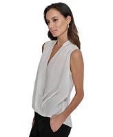 Dkny Women's Collared Surplice Sleeveless Top