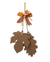 Glitzhome 24.5"H Fall Wooden Maple Leaves with Bowknot Door Hanger