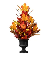 Glitzhome 24"H Fall Maple Leaf Urn Table Tree