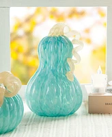 Glitzhome 8.5"H Fall Turquoise Glass Gourd