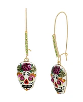 Betsey Johnson Faux Stone Sugar Skull Dangle Earrings