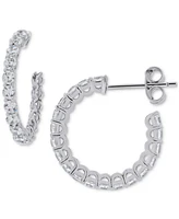 Lab Grown White Sapphire Small Hoop Earrings (2-7/8 ct. t.w.) in Sterling Silver, 0.79"