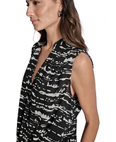 Dkny Women's Printed Surplice Sleeveless Top