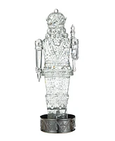 Glitzhome 12.5"H Lighted Acrylic Crystal Nutcracker Figurine Waterglobe