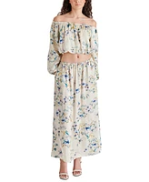 Steve Madden Women's Katana Floral-Print Off-The-Shoulder Cropped Top