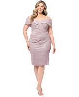 Xscape Plus Metallic Ruched Sheath Dress