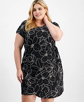 Robbie Bee Plus Printed Faux-Wrap Jersey Dress