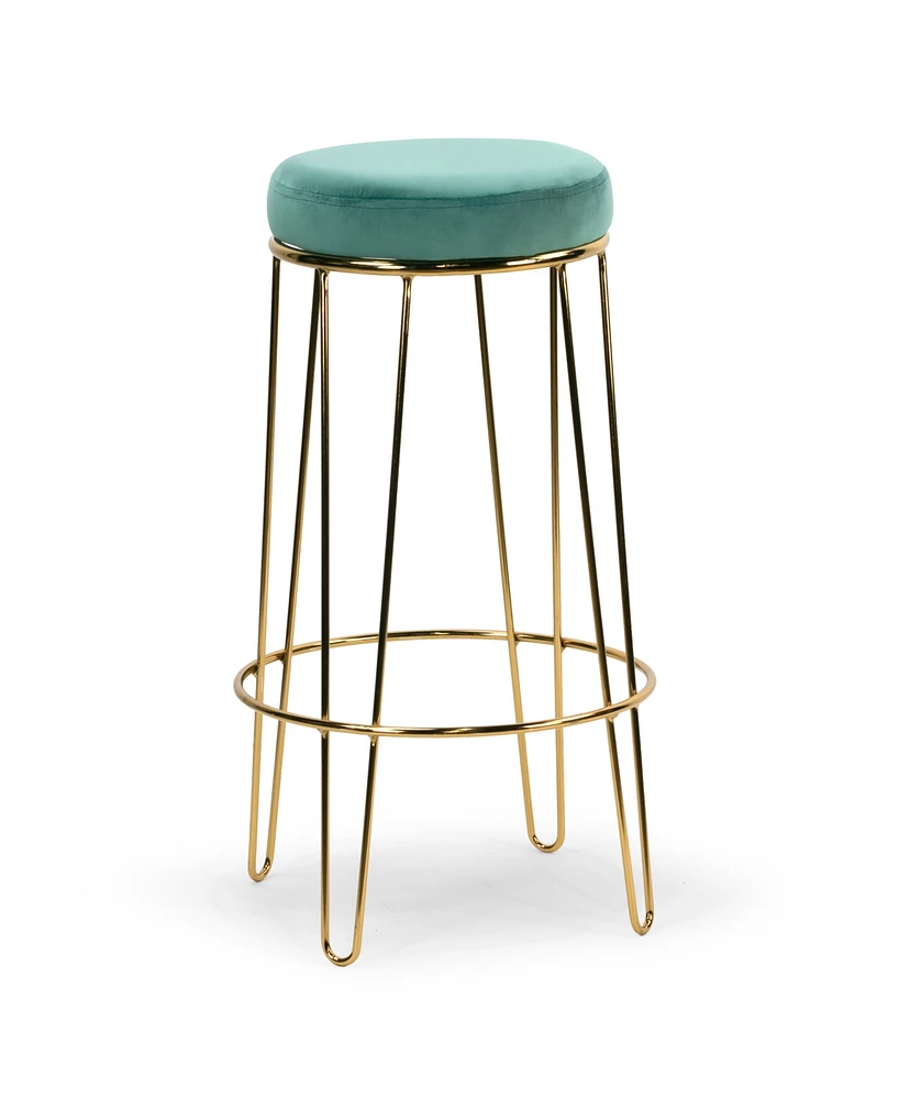 Glamour Home 29" Angie Velvet, Metal Barstool, Set of 2