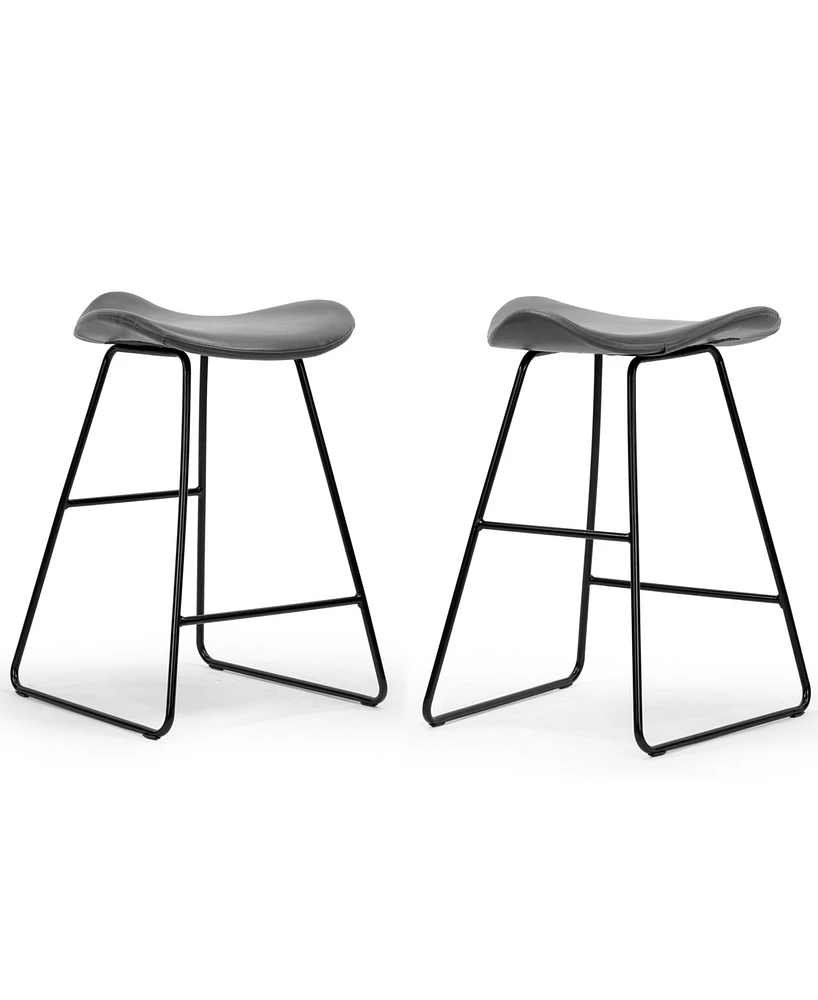 Glamour Home 24" Aoi Polyester, Metal Counter Height Stool, Set of 2