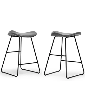 Glamour Home 24" Aoi Polyester, Metal Counter Height Stool, Set of 2
