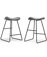 Glamour Home 24" Aoi Polyester, Metal Counter Height Stool, Set of 2