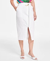 I.n.c. International Concepts Women's Denim Front-Slit Skirt, Created for Macy's