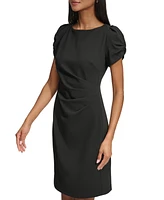 Karl Lagerfeld Paris Women's Puff-Sleeve Side-Pleated Dress