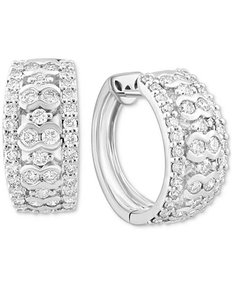 Effy Diamond Openwork Small Huggie Hoop Earrings (1-1/2 ct. t.w.) in 14k White Gold