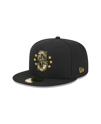 New Era Men's Black Seattle Mariners 2024 Armed Forces Day On-Field 59FIFTY Fitted Hat