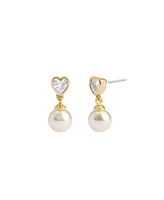 Coach Faux Stone Heart Imitation Pearl Drop Earrings