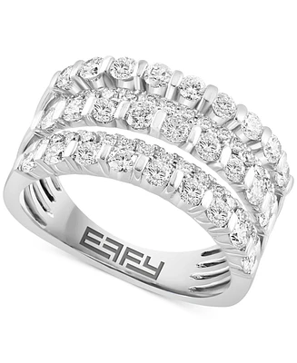 Effy Diamond Three Row Statement Ring (1-1/3 ct. t.w.) in 14k White Gold