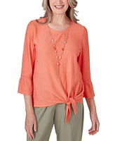 Alfred Dunner Petite Tuscan Sunset Textured Tie-Hem Top