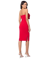 Betsy & Adam Women's Strapless Rosette Dress