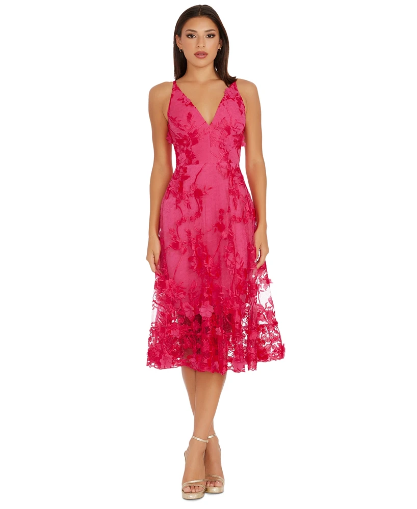 Dress the Population Audrey Floral Applique Lace Dress