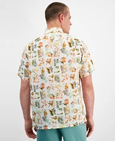 Club Room Men's Tile Garden Linen Short Sleeve Shirt, Created for Macy's