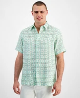 Club Room Men's Ray Medallion Linen Short Sleeve Shirt, Created for Macy's