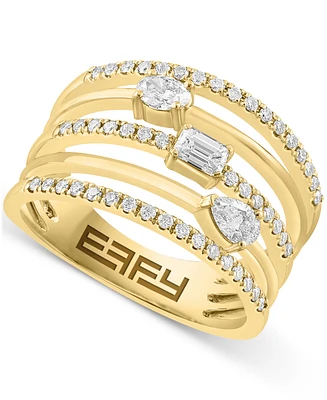 Effy Diamond Mixed Cut Multirow Statement Ring (5/8 ct. t.w.) in 14k Gold