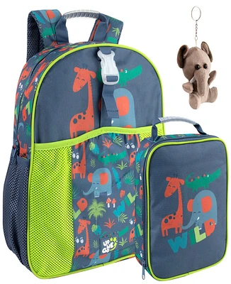 3 pc Toddler Boy Jungle Animals backpack and lunch bag set